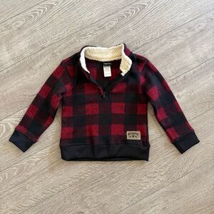 Kids Thick Plaid Pullover - Red and Black